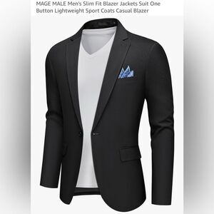 Large Men's Slim Fit Blazer Jackets One Button Lightweight SportCasual Blazer